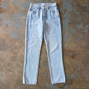 Good American Good Boy Jeans Size 2 26 Light Wash Denim Straight Leg GBL1859T